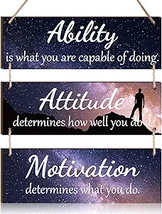 Office Wall Decor Inspirational Rustic Wall Decor Office Decor Motivational Wall Plaques with Sayings Wooden Wall Hangings Ability Sign Bathroom Decor for Home Office Wall Art (Starry Color)