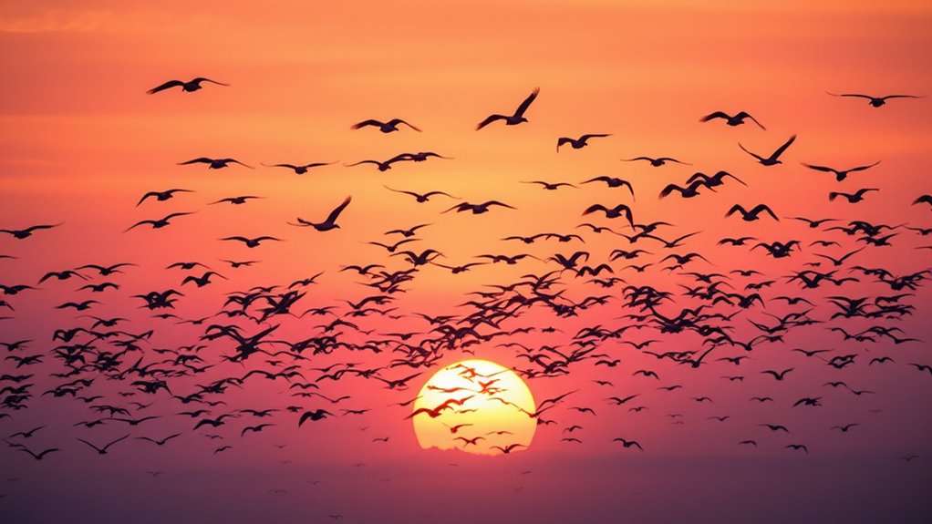 flocks tracing majestic arcs