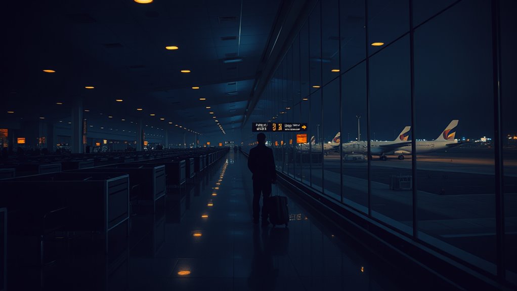 nighttime airport tranquility