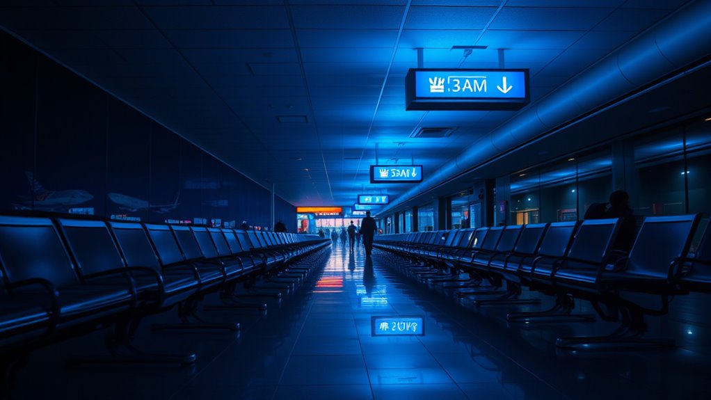 silent airport at night