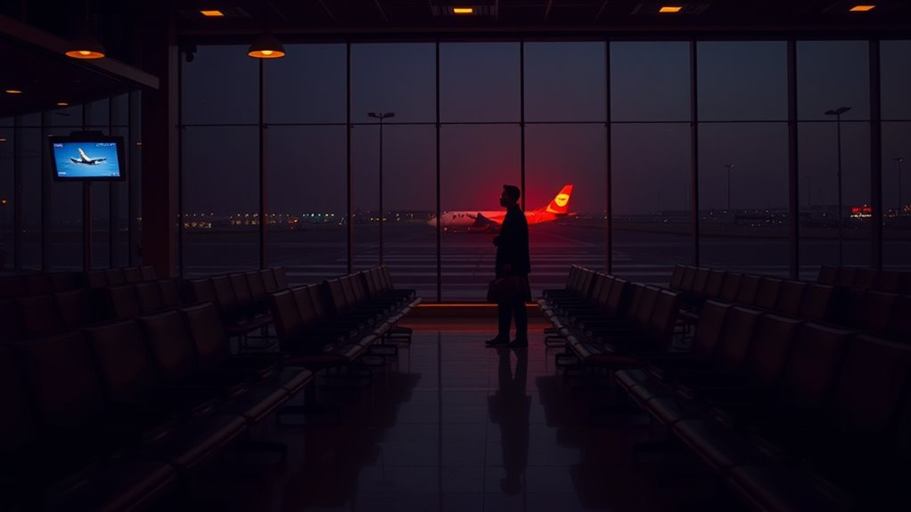 silent airport goodbyes linger