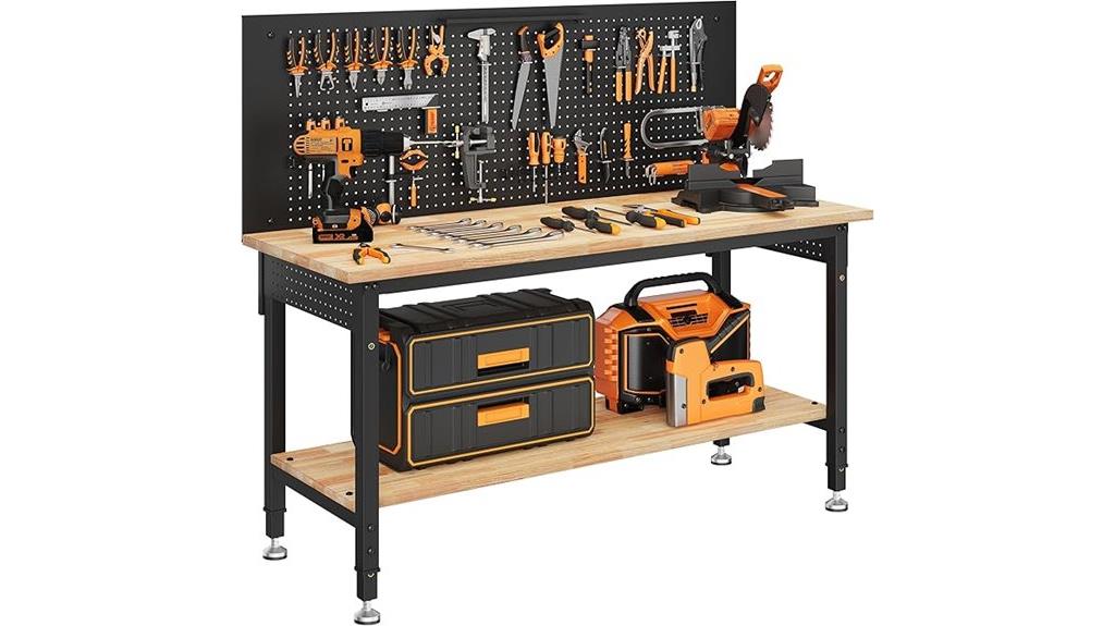 adjustable work bench features