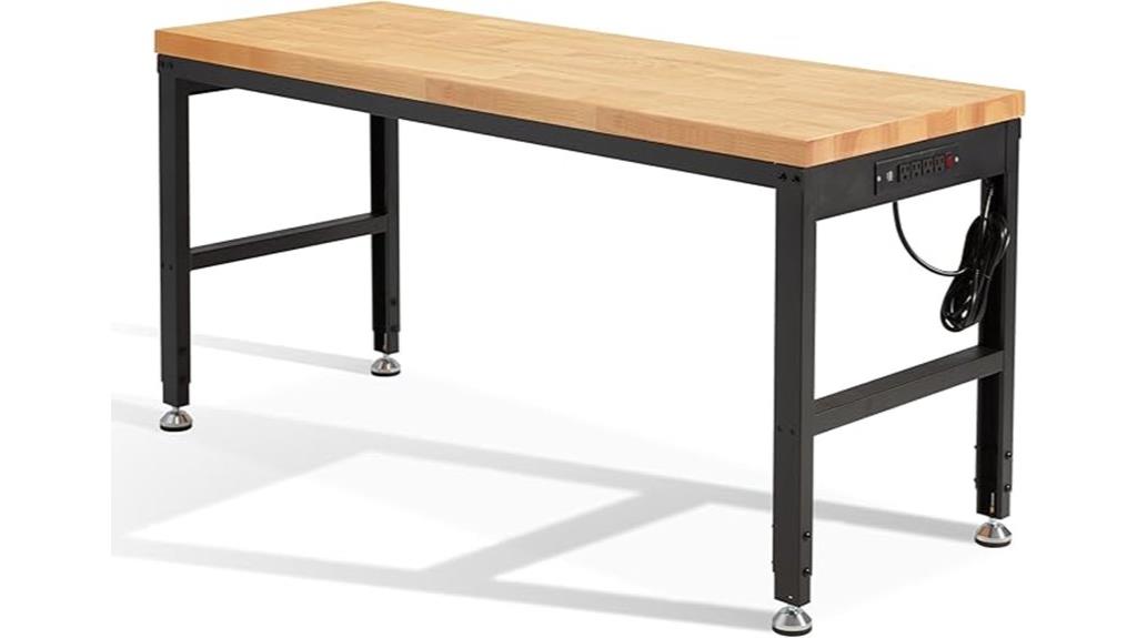 adjustable workbench with outlets