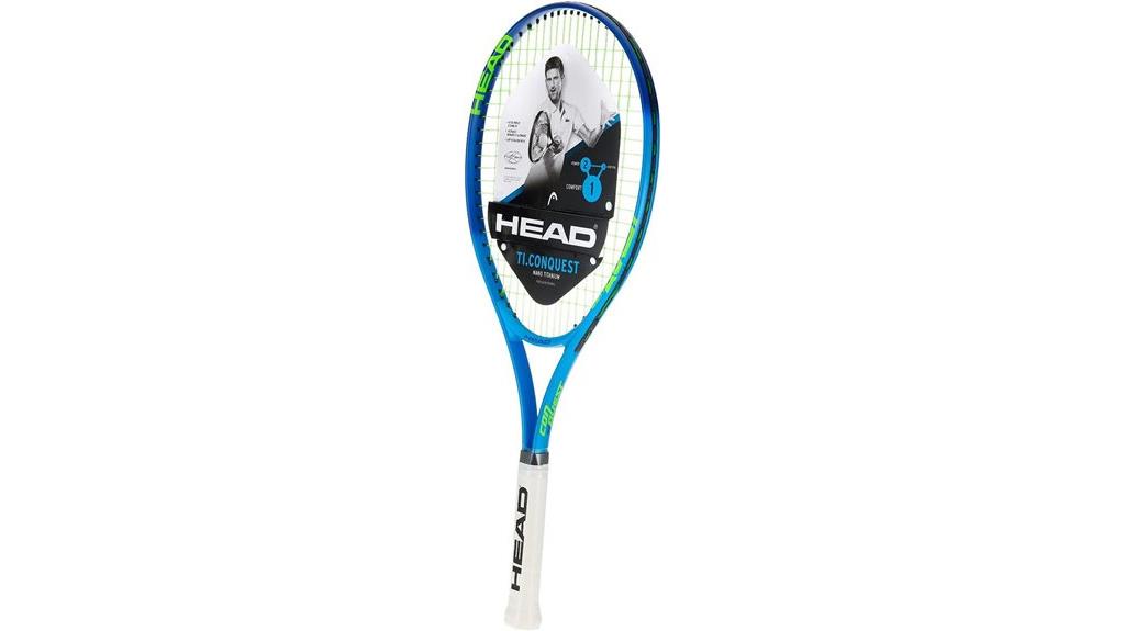 blue pre strung tennis racquet