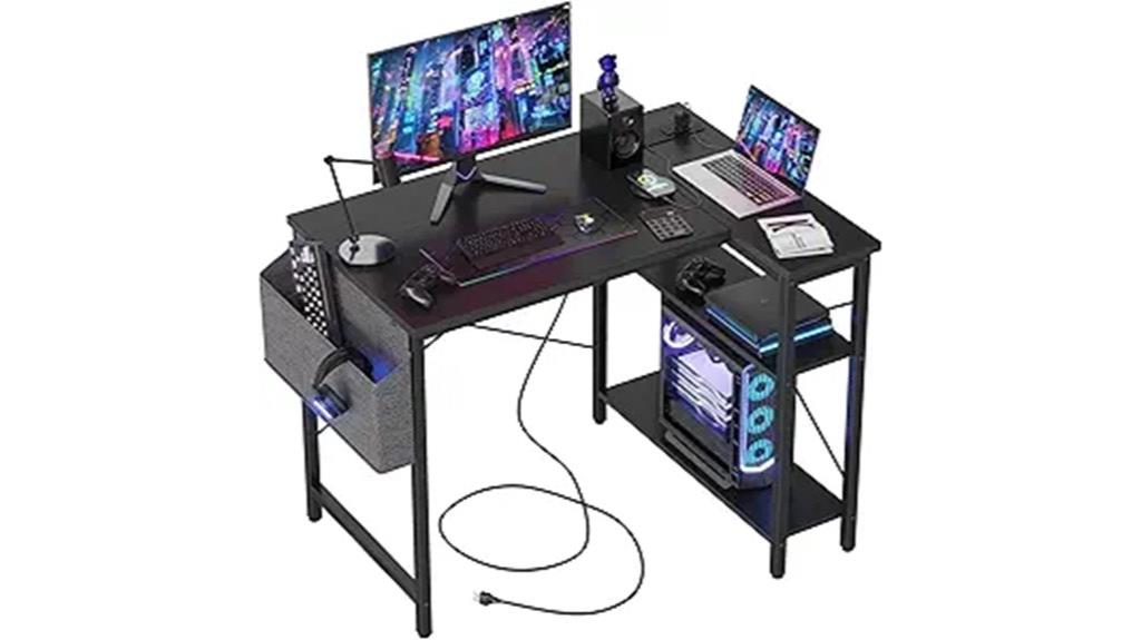 compact desk with outlets