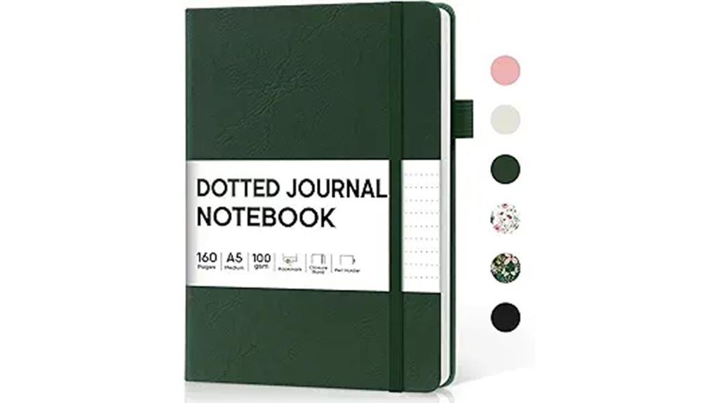 dark green dotted notebook