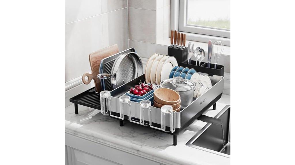 large expandable stainless steel dish rack