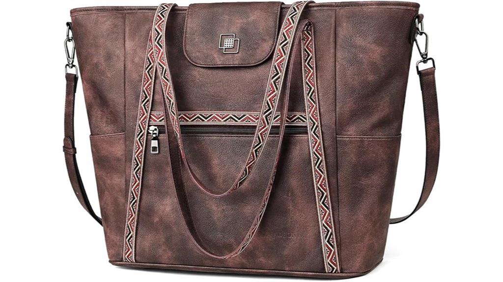 large leather laptop tote