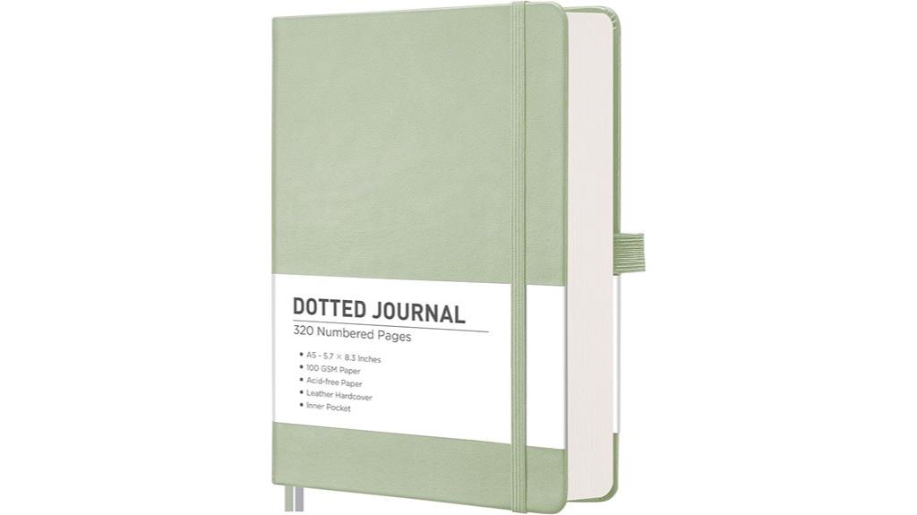 light green bullet dotted notebook