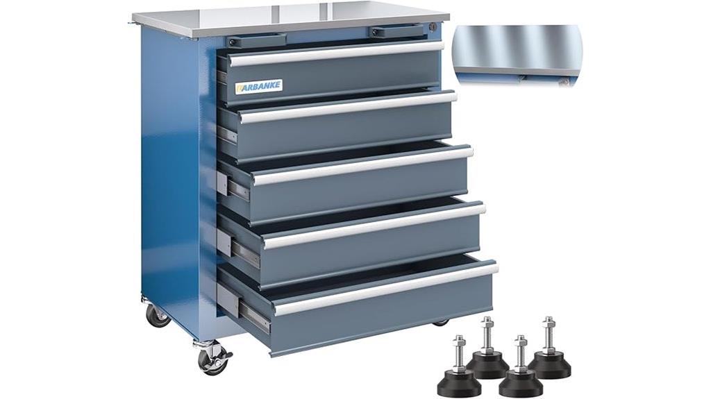 lockable five drawer toolbox