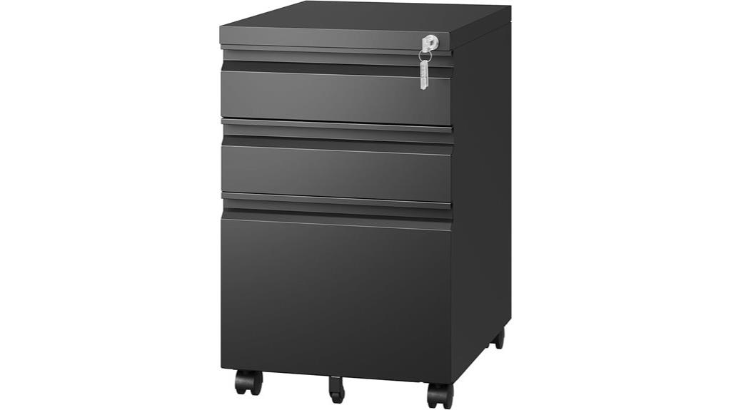 lockable three drawer cabinet