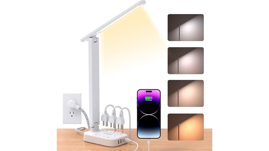 multi outlet usb desk lamp