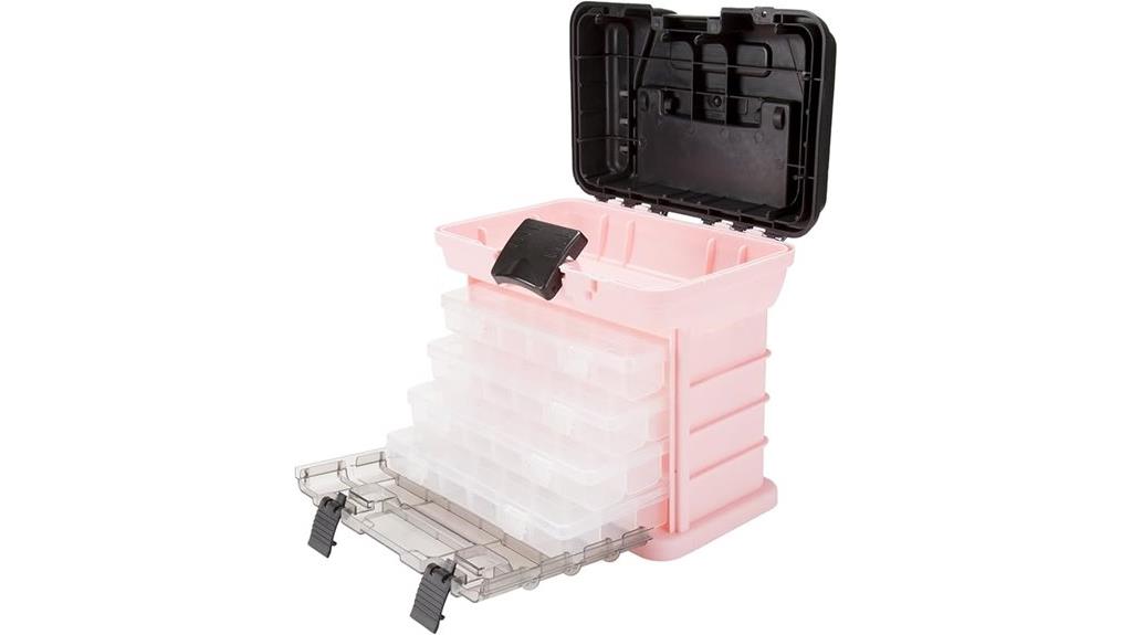 pink toolbox with compartments