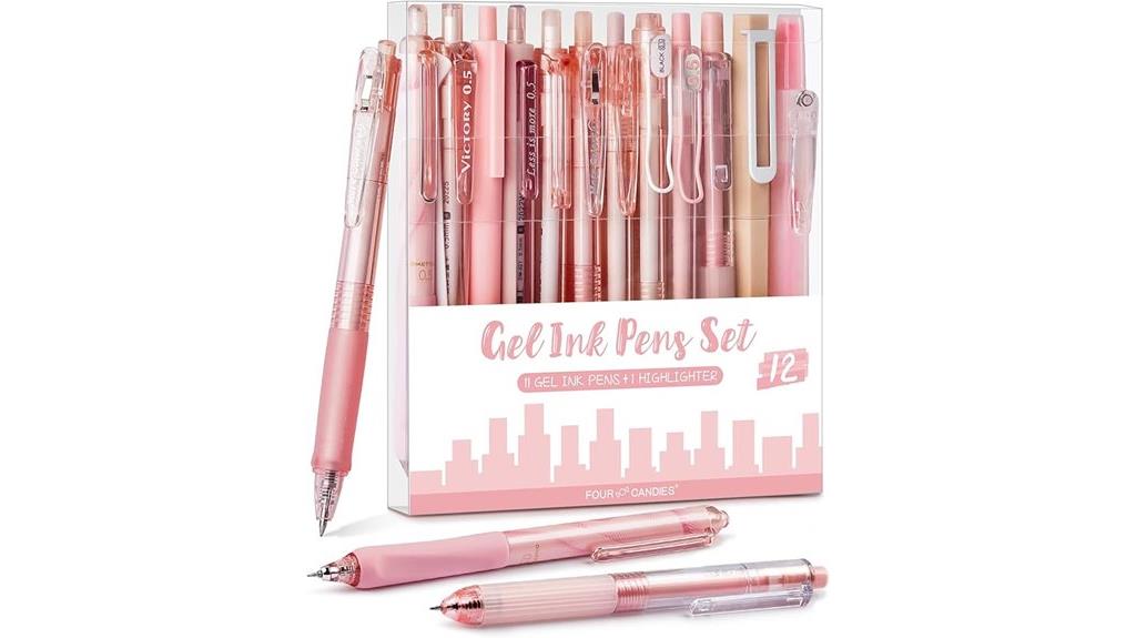 set of 12 colorful gel pens