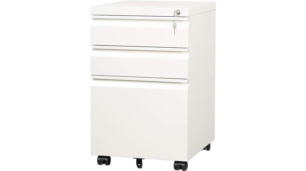 three drawer mobile file cabinet