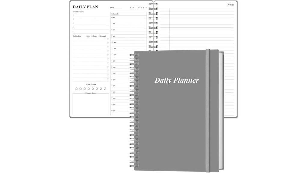 undated grey daily planner