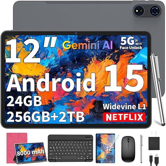 12-Inch Android Tablet with Keyboard and Accessories