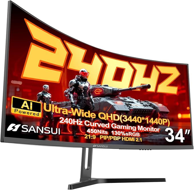 SANSUI 34 Ultrawide Curved Gaming Monitor 240Hz
