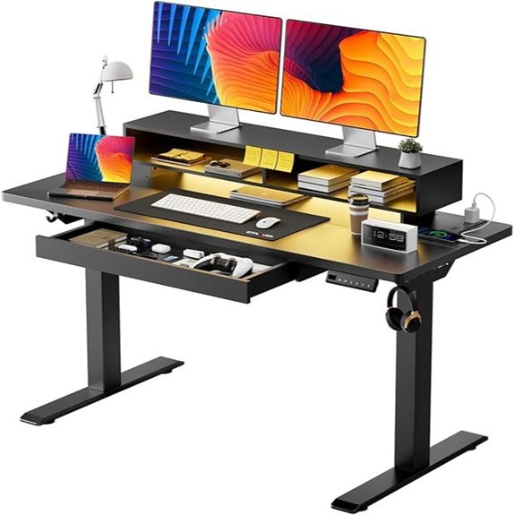 GTPLAYER Electric Adjustable Gaming Desk with Drawers