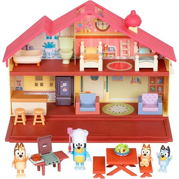 Bluey Toy House Playset with Family & BBQ Toys