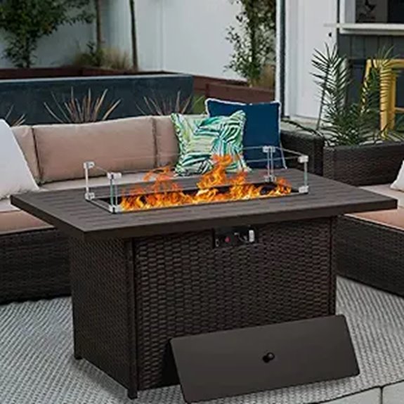 Propane Fire Pit Table 44 55,000 BTU Brown