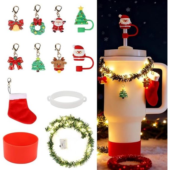 12Pcs Christmas Stanley Cup Accessories Set