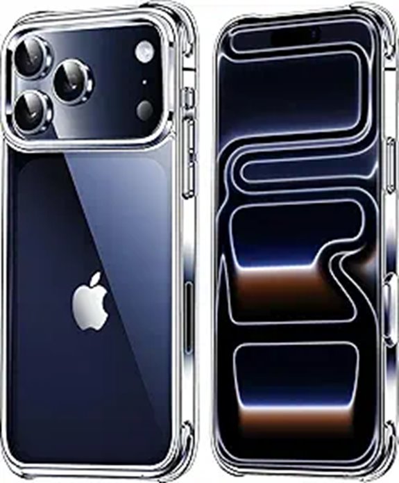 Mkeke Clear iPhone 17 Pro Max Case with Shockproof Bumper