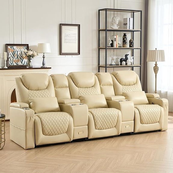 Home Theater Recliner Sofa Set with Pillows