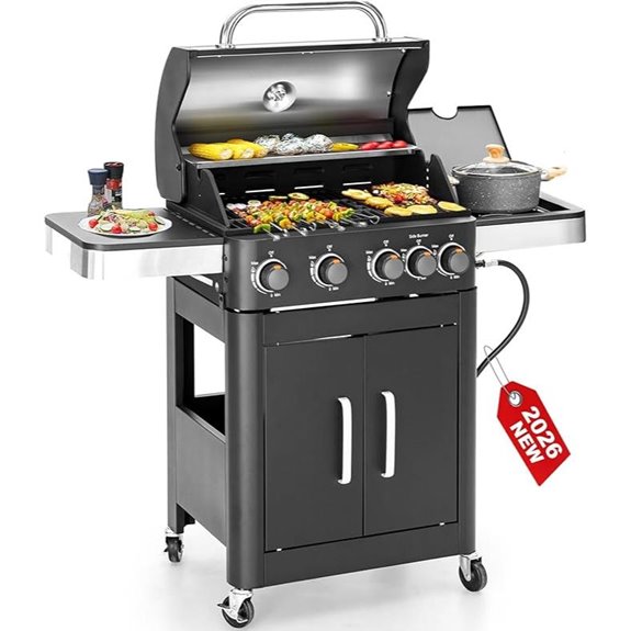 2-in-1 Propane Grill with Side Burner & Griddle