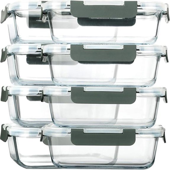 8-Pack Glass Meal Prep Containers with Lids