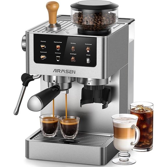 AIRMSEN Espresso Machine with Burr Grinder & Milk Frother