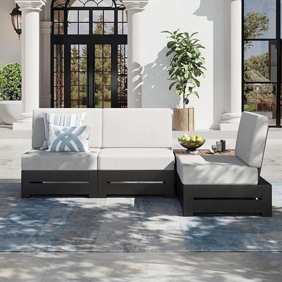 Upgraded 4-Piece Metal Patio Sofa Set with Cushions