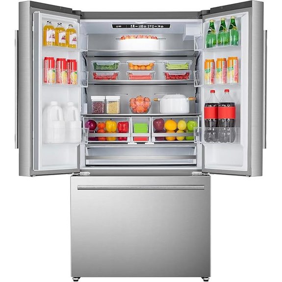 French Door Refrigerator with Ice Maker and LED Lights