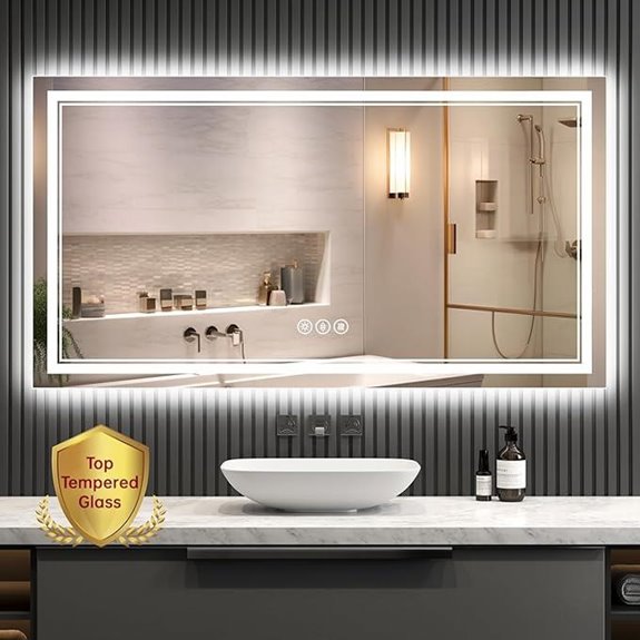 Lighted Bathroom Mirror with Anti-Fog & Dimmable LEDs