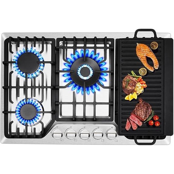 30-Inch Gas Cooktop with Griddle 5 SABAF Burners