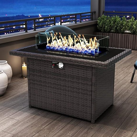 44-Inch Propane Outdoor Fire Pit with Wind Guard