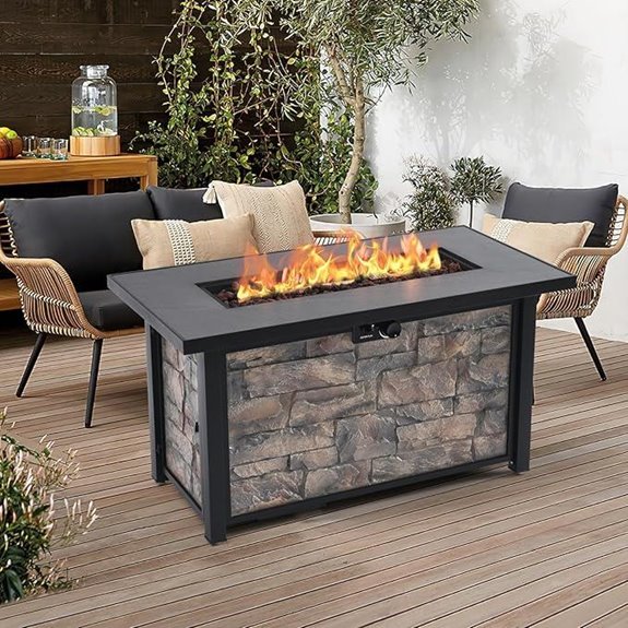48-Inch Propane Fire Pit Table with Lava Rock