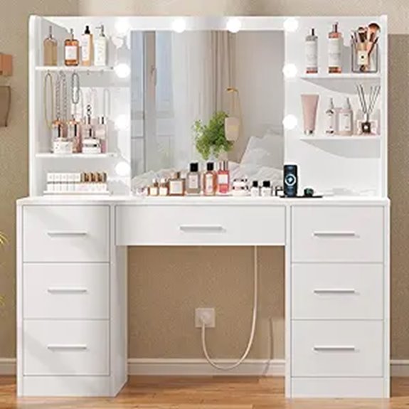 Quimoo Large Vanity Desk with LED Mirror