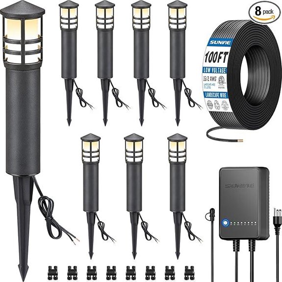 SUNVIE LED Landscape Lighting Kit with Transformer 8-Pack