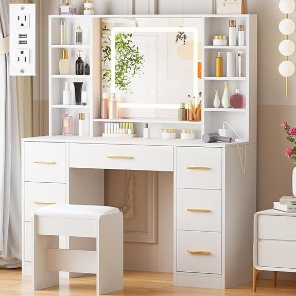 ANWBROAD Lighted Mirror Vanity Desk for Women