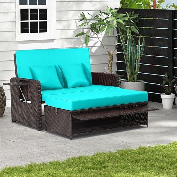 LDAILY Moccha Outdoor Daybed Patio Furniture Set