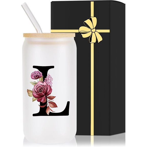 monogrammed glass drinking cup