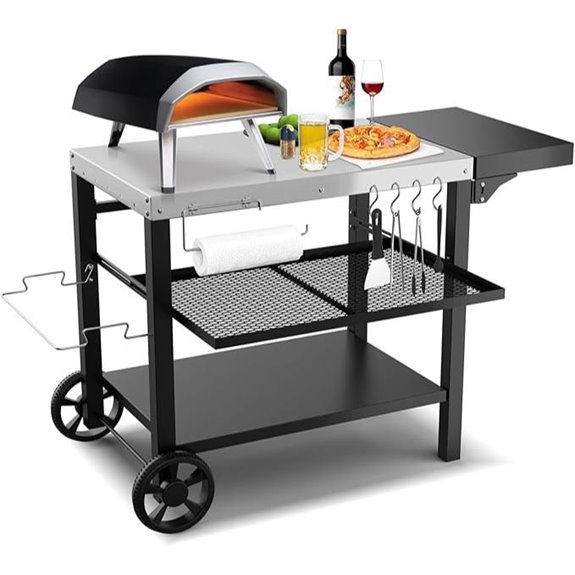 Outdoor Kitchen Island with Grill & Pizza Oven Stand