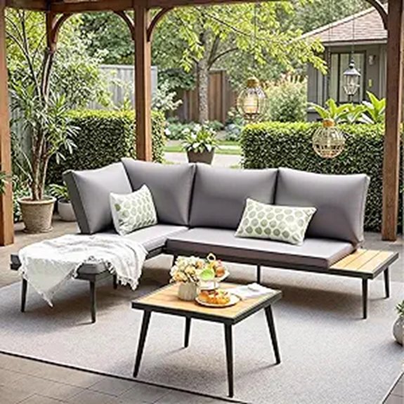 Devoko Outdoor L-Shaped Patio Sectional Sofa Set