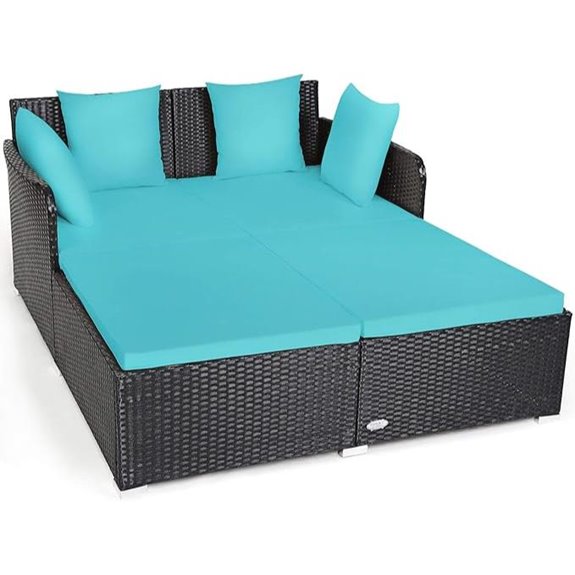 Tangkula Outdoor Rattan Daybed with Cushions