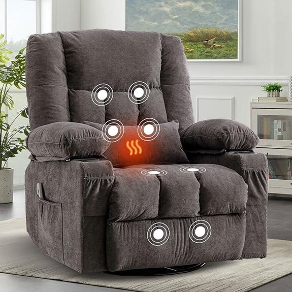 BOSMILLER Oversized Recliner with Massage and Heating