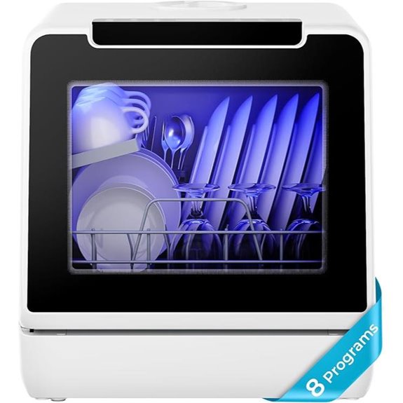 EUHOMY Portable Countertop Dishwasher with 8 Programs