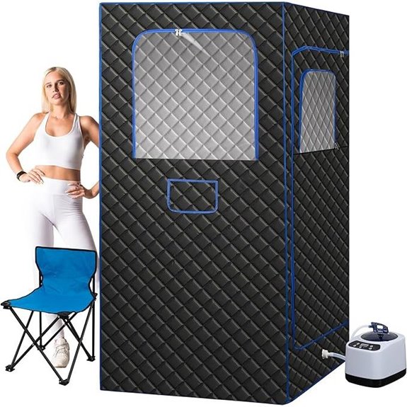 Portable Steam Sauna with Remote & Folding Chair