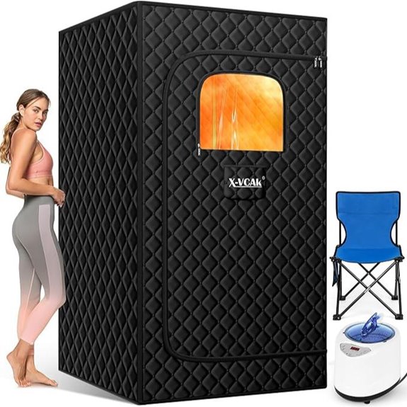 Portable Sauna Box with Steam Remote and Folding Chair