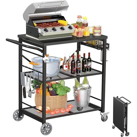 Ciokea Folding Outdoor Grill Cart with Wheels